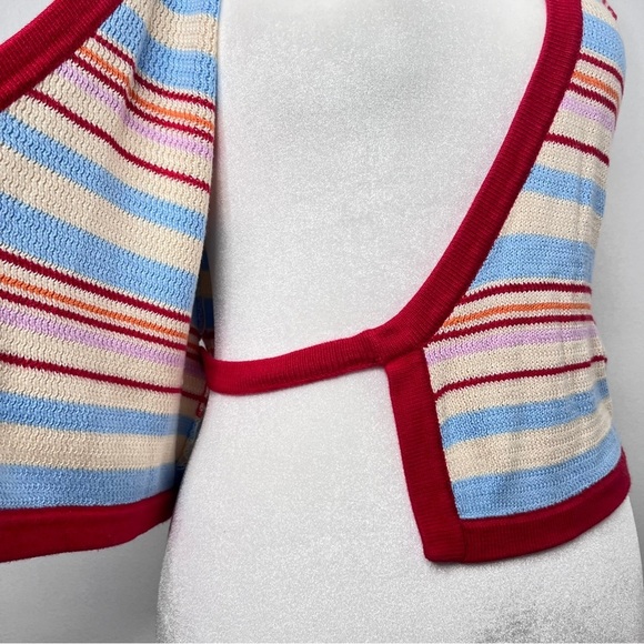 Tularosa Striped Wrap Sweater Size Medium Short Sleeve Athletic Preppy Summer - Picture 6 of 8